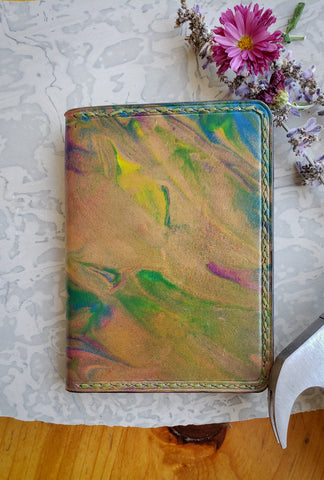 Marble Dyed Purple Leather Bifold Wallet - In Stock - You will receive pictured item